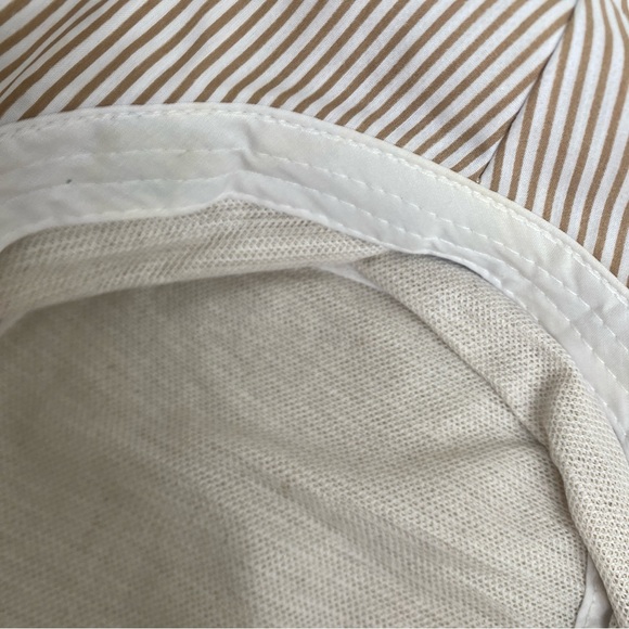 Vintage Women's Dedo C&C Beige Stripe Bow Bucket Sun Hat O/S Classic Coastal - Picture 11 of 12